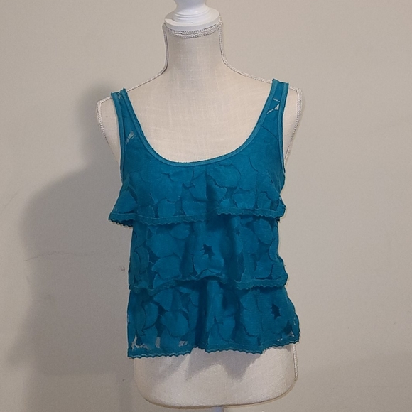 Aeropostale Tops - Aeropostale turquoise lace ruffle top
